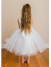 Beaded Lace Tulle Tea Length Flower Girl Dress